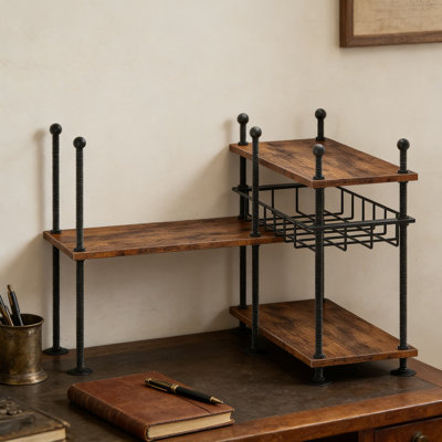Adjustable 4-Tier Storage Shelf Organizer With Rods & Leveling Feet, Multi-Configuration Kitchen Countertop Or Cabinet Shelf For Spices, Office, Bathroom