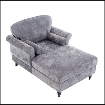 Oversized Chenille Chaise Lounge with Wide Seat, Upholstered Armchair for Comfortable Reading and Relaxation in Living Room or Bedroom
