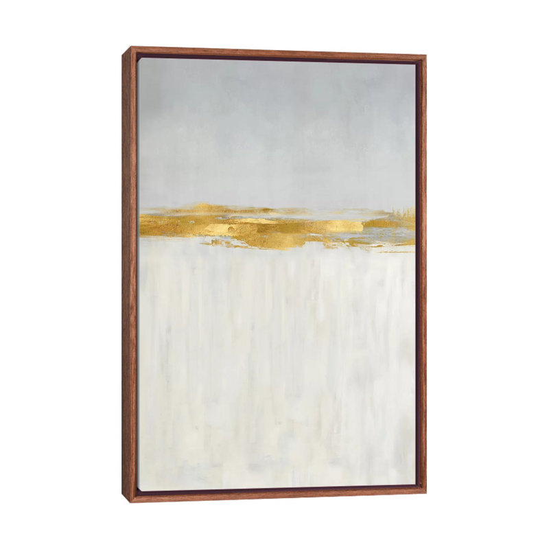 Linear Gold II - reproduction d'art murale - toile encadrée, H 26 po x l 18 po, Impression encadrée sans passe-partout, Brun