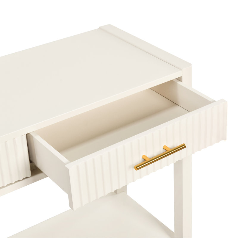 Console avec tiroirs à rayures verticales et support stable Ustyle, 3 longs pieds de couleur beige