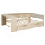 Lit plateforme en bois avec tablettes de rangement, tiroirs, station de charge et tête de lit tapissier-166067851-166067844
