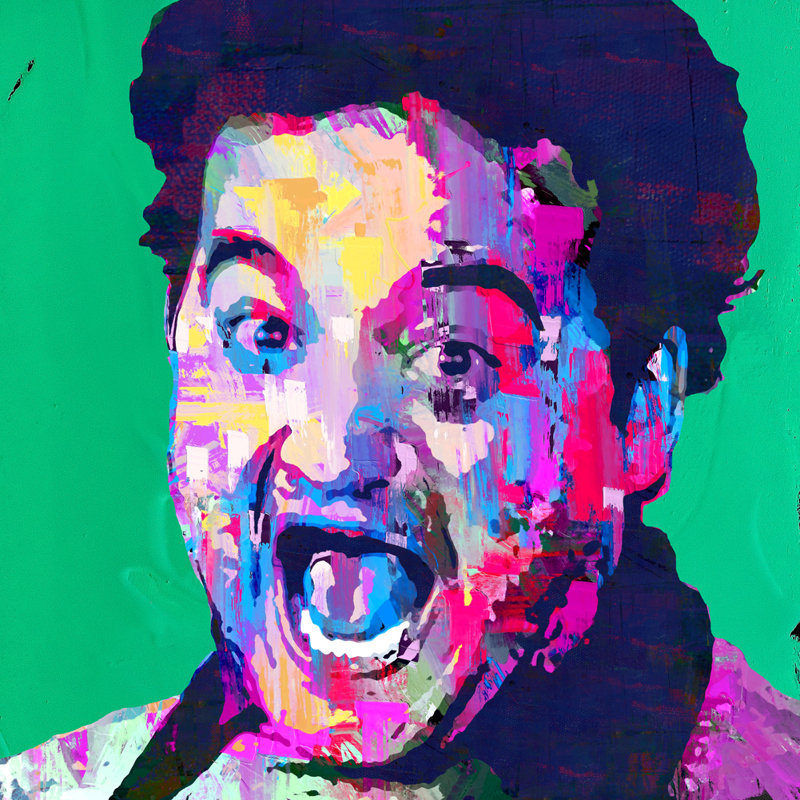 «John Belush» par Stephen Chambers - peinture sur toile tendue, H 26 po x l 26 po x P 1,5 po