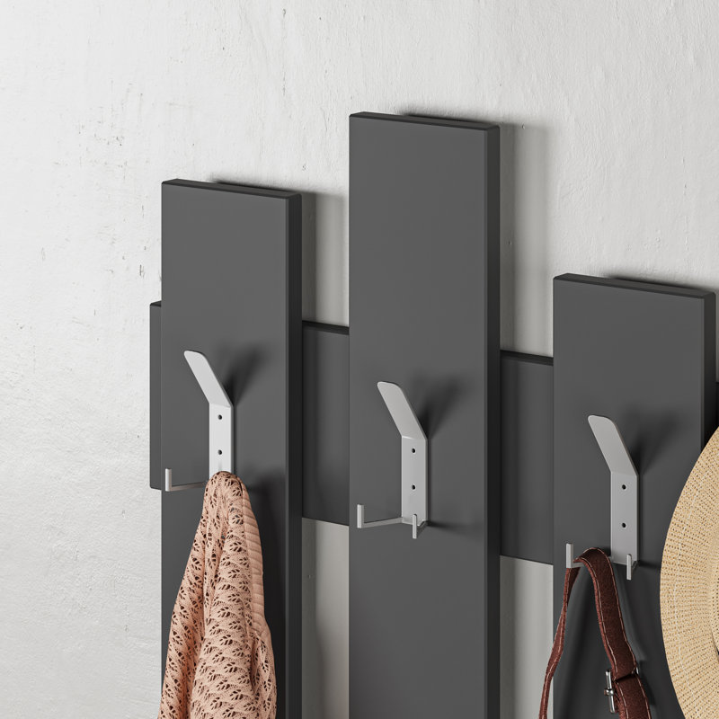 Defeo Wall 8 - Hook Wall Mounted Coat Rack, Anthracite Grey