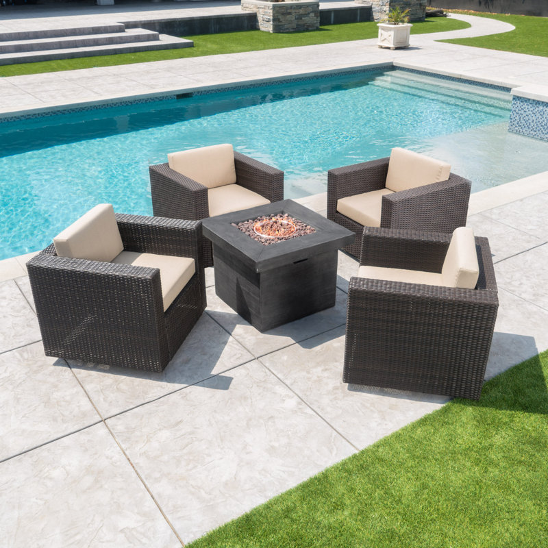 Arville 4 - Person Patio Conversation Set with Cushions, Gray