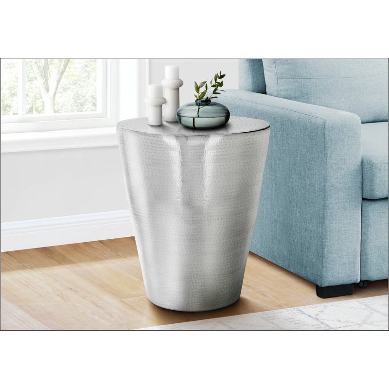 Contemporary Cone-Shaped Drum End Table, Chrome