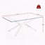 Table basse rectangulaire en verre trempé transparent avec pieds en métal argenté