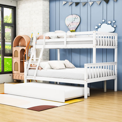 Holzworth Twin Over Full Wooden Convertible Bunk Bed With Twin Trundle And Guardrail