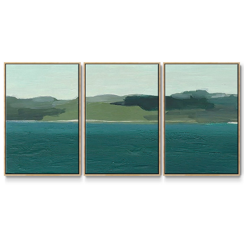 «Calming Lake View I», 3 pièces, Naturel, H 36 po x l 75 po x P 2 po