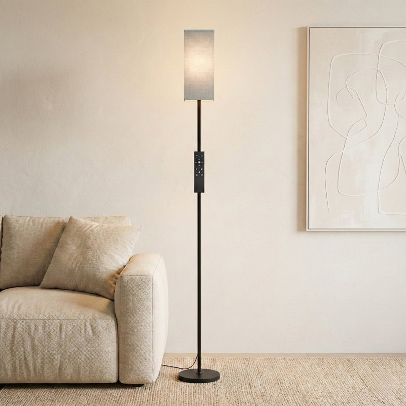 Lampe sur pied traditionnelle avec télécommande et ampoule incluse (ensemble de 2), Gris, 2