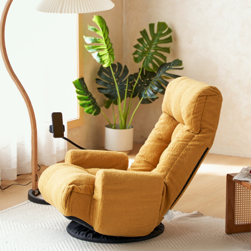 Chaise longue rotative avec tête réglable, Tissu jaune