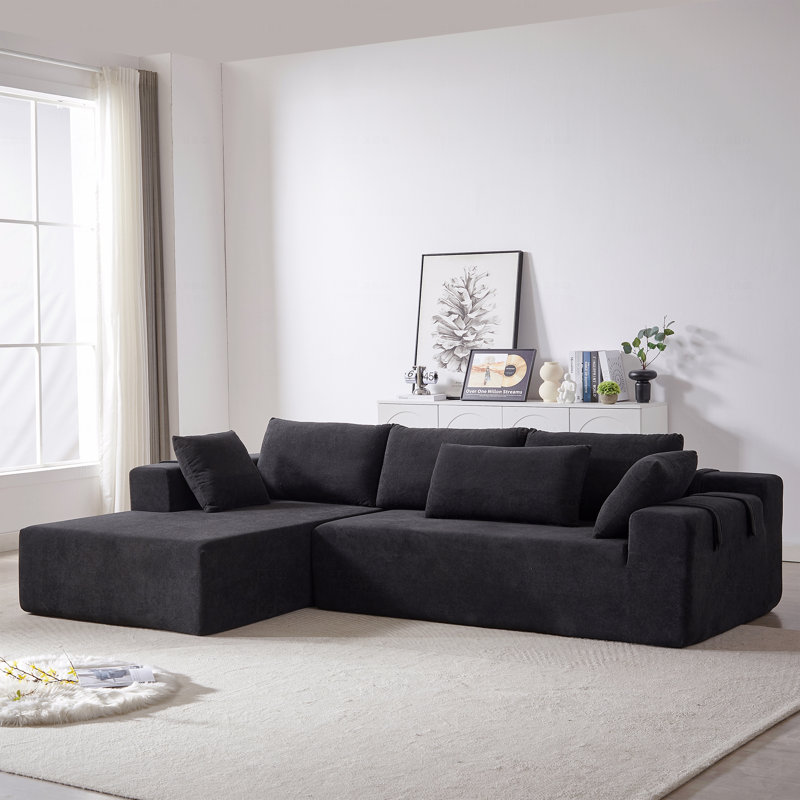 Canapé modulaire en tissu d'ameublement Chenille, Noir