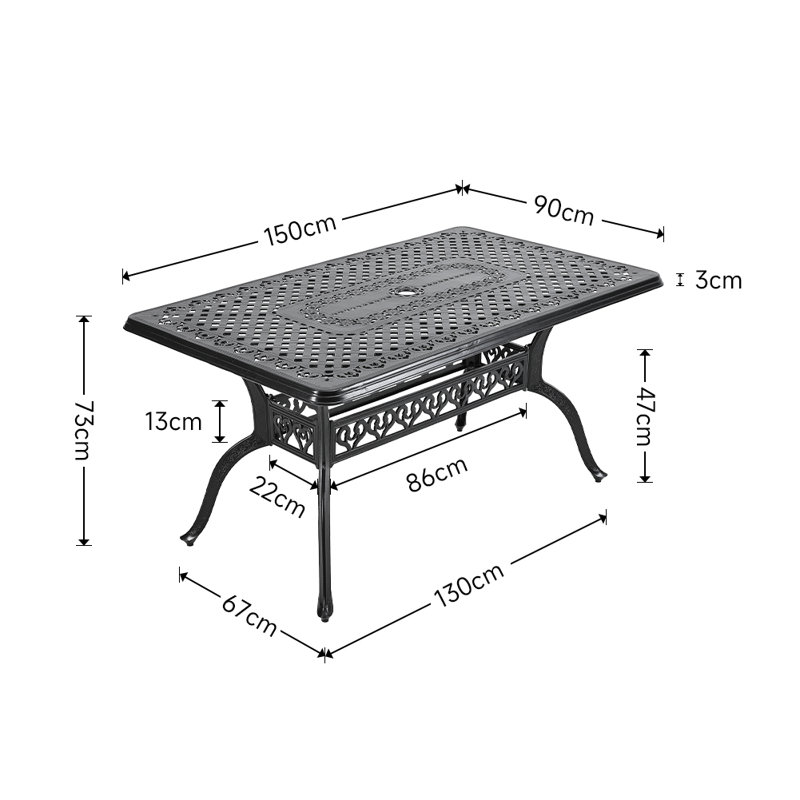 Rectangular 4 - Person 150Cm L Outdoor Dining Table