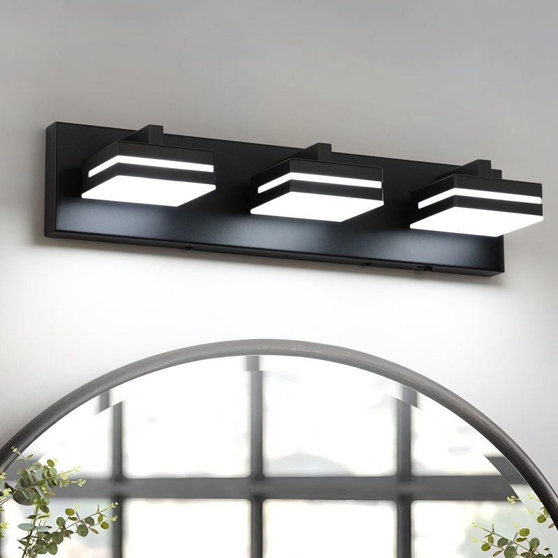 Modern Dimmable Bathroom LED Vanity Light over Mirror 5CCT Adjustable Lighting Fixture, Matte Black, 3 Lights