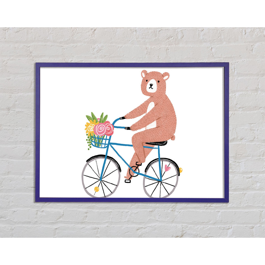 Gerahmtes Leinwandbild Bear Riding A Bike