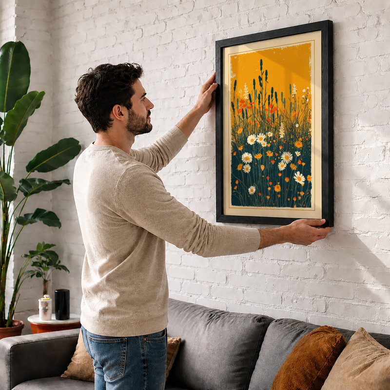 Wildflower Meadow Botanical - Print, A1 - 84.1 x 59.4 cm, White