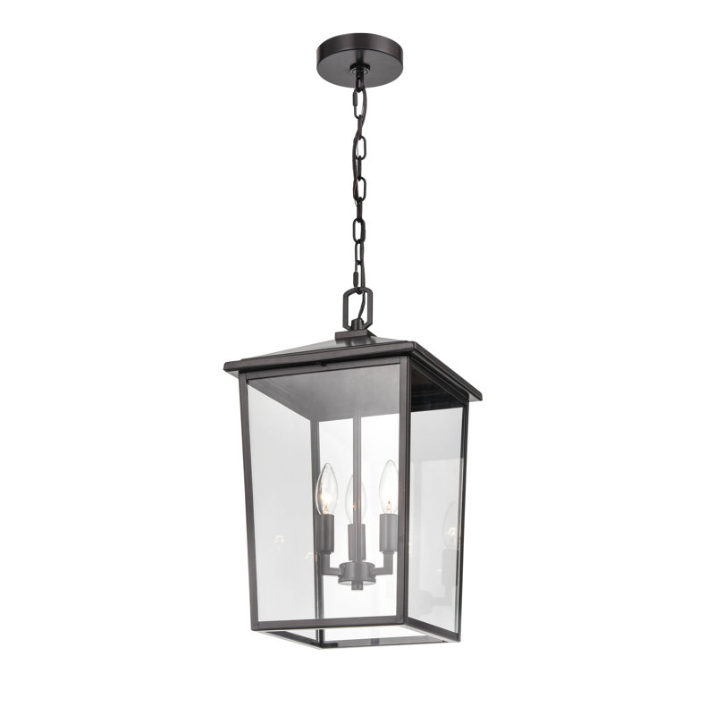 Messerly 3 Light 11" Wide Outdoor Taper Candle Pendant, Powder Coat Bronze