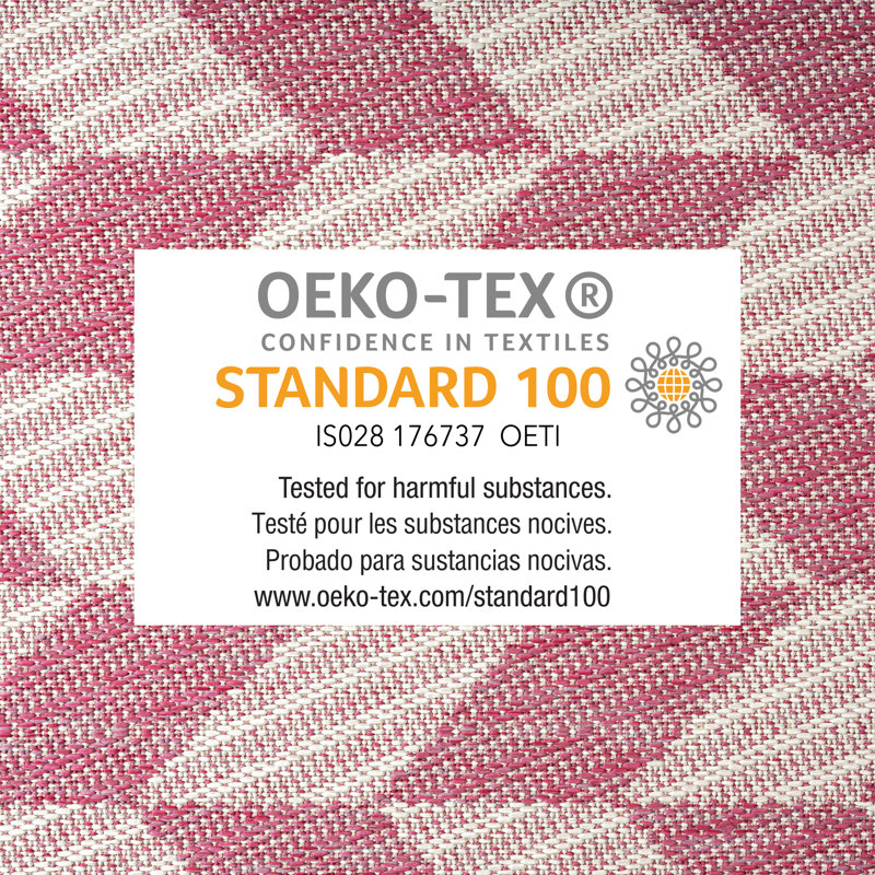 Tapis intérieur / extérieur rose / ivoire Nicole Miller, Rectangle 6 pi 6 po x 9 pi 2 po