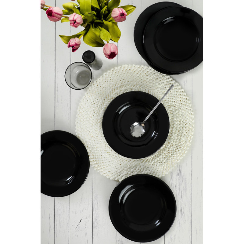 Ensemble de 6 assiettes élégantes en céramique (6 pièces) | 100% céramique durable, va au lave-vaisselle jusqu'à 122 ° F, va au micro-ondes | Parfait pour les repas de tous les jours et les occasions spéciales, design élégant et fonctionnel