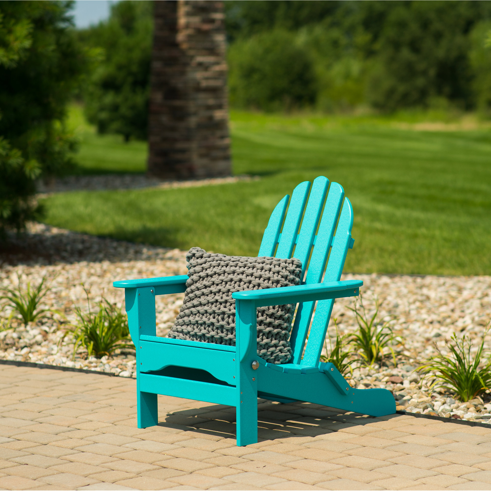 Leighton Plastic Folding Adirondack Chair, Aruba