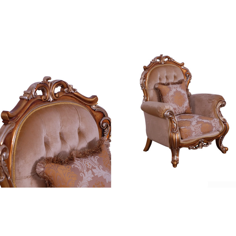 3 Piece New Tiziano Sofa Set, Dark Beige/Light Brown