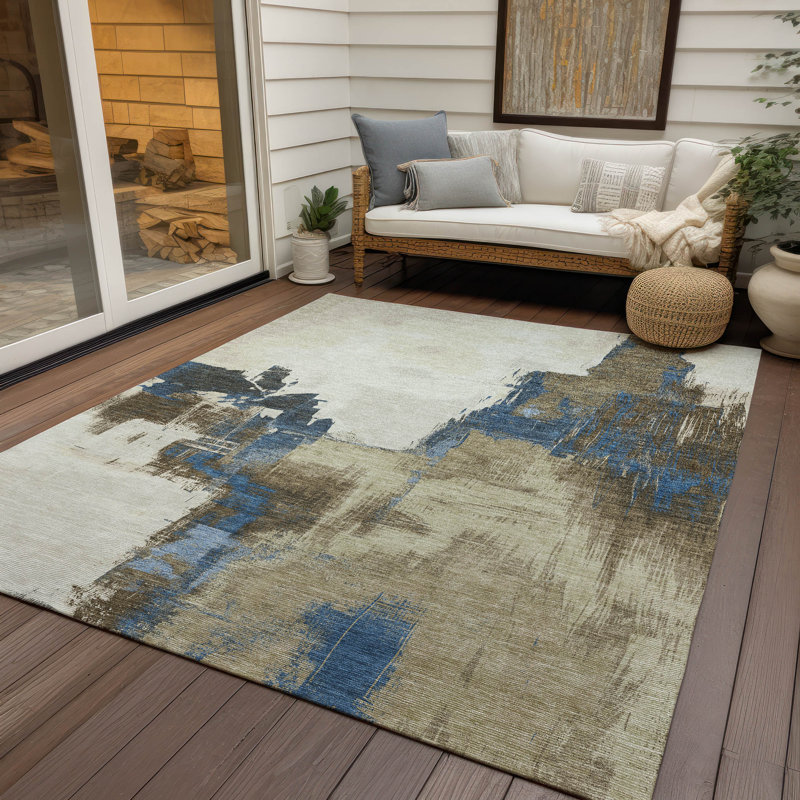 Tapis intérieur / extérieur brun Opalineh, 10 pi x 14 pi