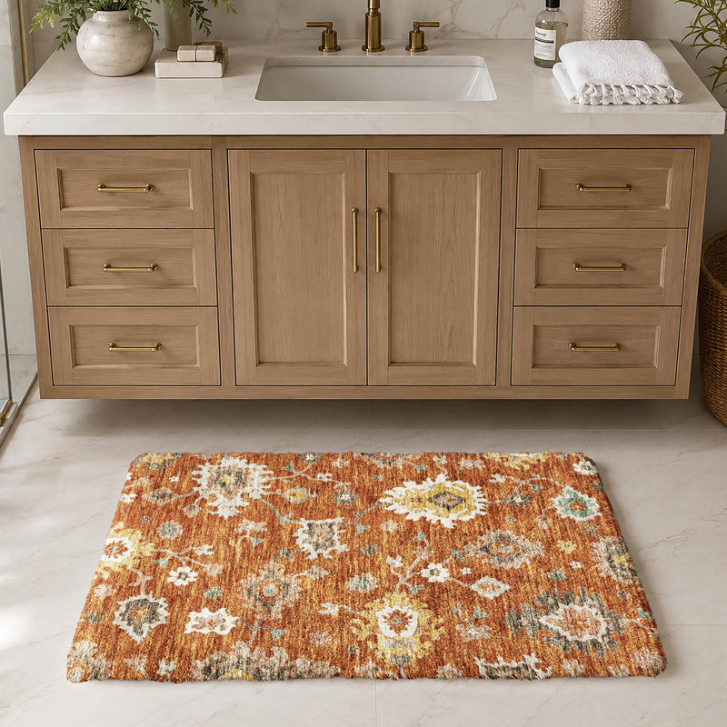 Tapis Oushak Dream Shag ADS753, lavable à la machine, de qualité supérieure, Paprika, 2'6" x 3'10"