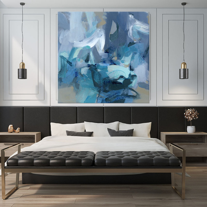 Abstract Blues II by Christina Long - Wrapped Canvas Painting, 72" H x 72" W x 1.5" D