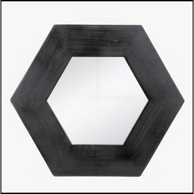 Elegant Hexagonal Wall Mirror with Solid Wood Frame, Ideal for Enhancing Interior Decor and Creating a Stylish Ambiance.