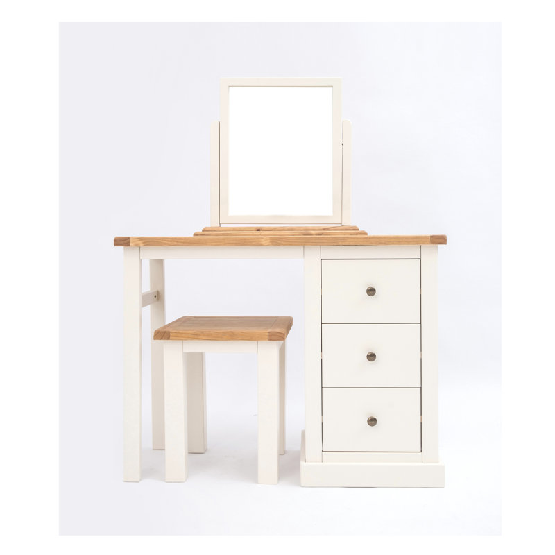 Midkiff Dressing Table with Mirror, Off White