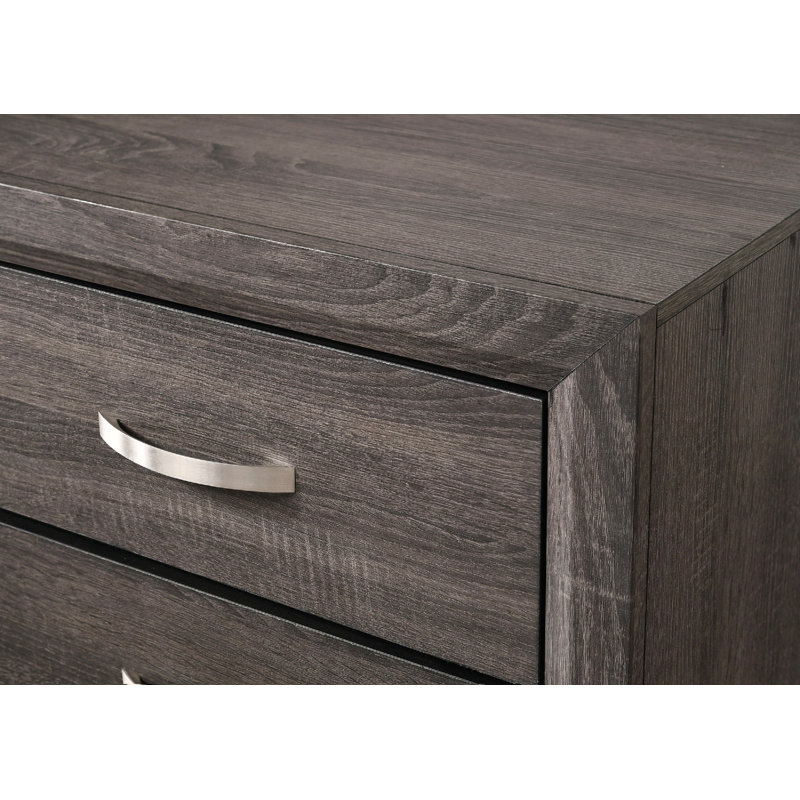 Mobilier de chambre à coucher contemporain en bois avec commode 6 tiroirs 1Pc, Gris