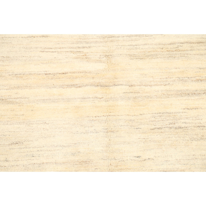 Tapis en laine beige 3 pi 8 po x 5 pi "one-of-kind" à la main noué la new age Spurgeon