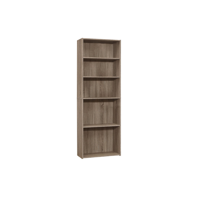 6 Tier Bookshelf, 72"H, Office Bedroom Storage, Brown Laminate, Transitional, 3 Adjustable And 2 Fixed Shelves, Space Saving, Tipping Hardware Included, Dark Taupe 3 Finish Bookcase For Bedroom, 72"