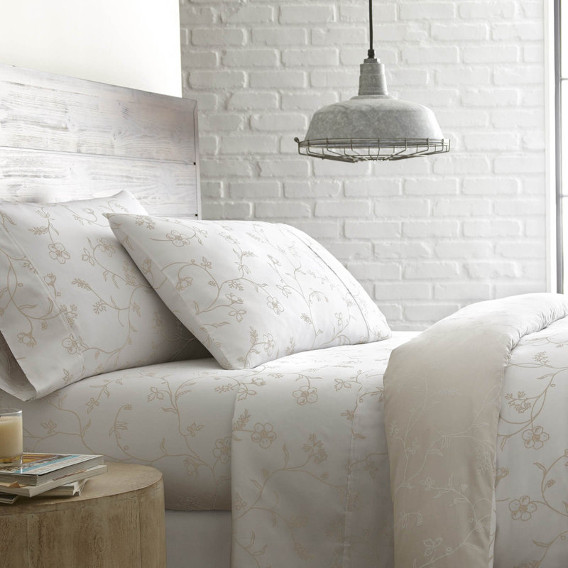 Ensemble de housse de couette avec 2 taies décoratives, 100% coton à longues fibres, satin de coton à densité de tissage 300