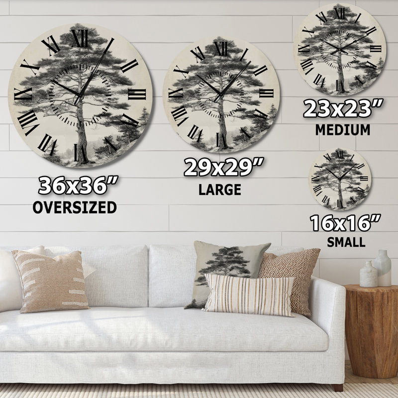 Horloge murale rétro en métal pin, Médium