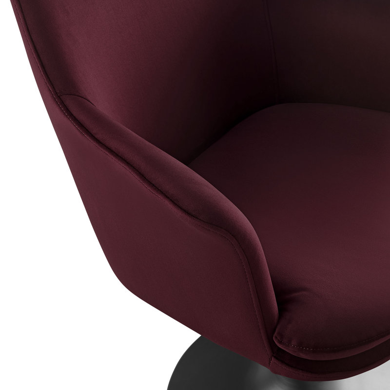 Lippa Performance Velvet Swivel Dining Armchair, Velvet Mulberry, Black