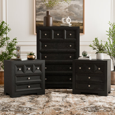 Schell 3-Piece 3-Drawer Nightstands And Chest Set