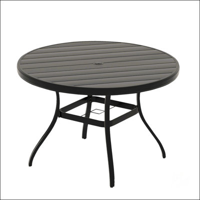 Durable All-Weather Metal Round Patio Dining Table With Adjustable Umbrella Hole For Outdoor Gatherings