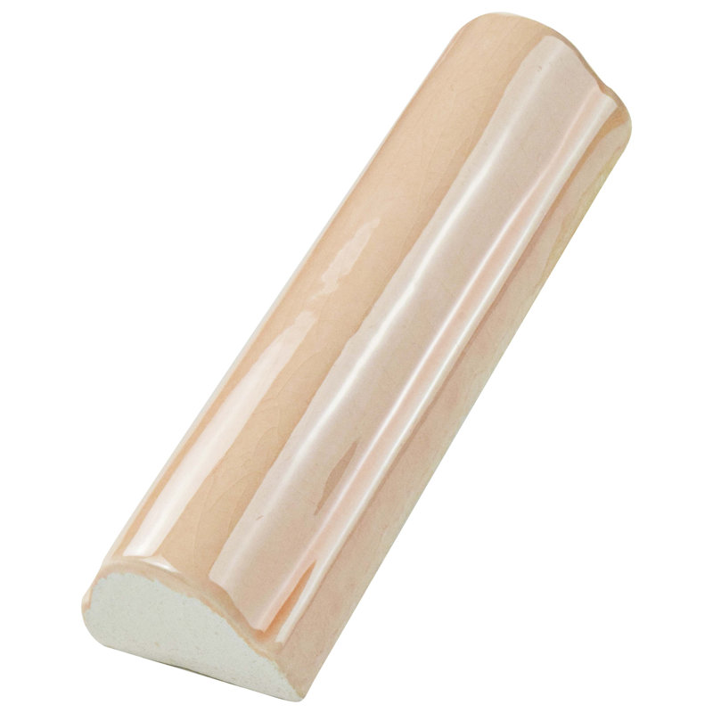 Novecento Bordura 5.1" x 1.6" Glossy Ceramic Quarter Round Tile Trim in Pink