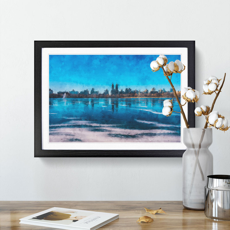 View of New York - Picture Frame Graphic Art Print, 33cm H x 45cm W x 2cm D, Black Framed