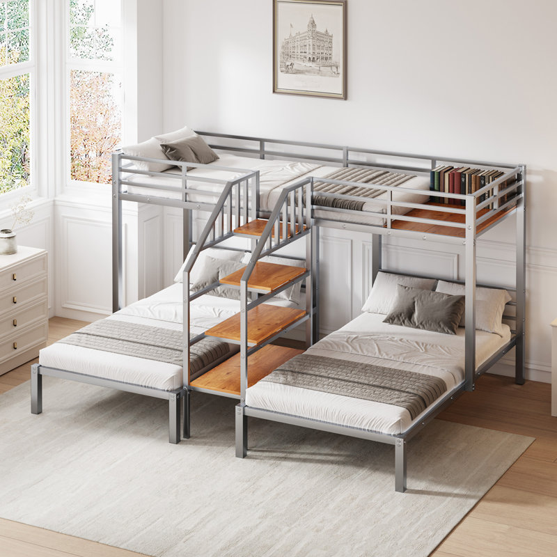 Lit superposé pour enfants Aiker, Simple sur simple, Gris