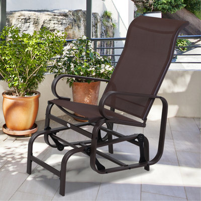 Chaise de patio coulissante - balançoire lisse, chaise de porche brun résistant aux intempéries, berçant, léger, pour l'extérieur