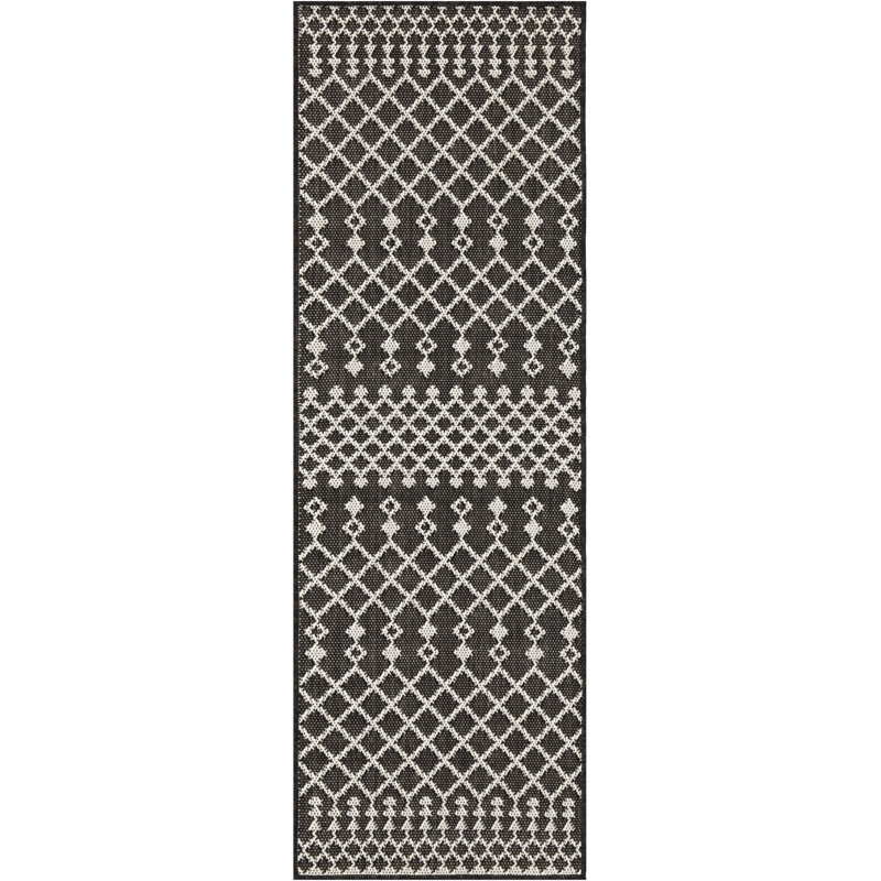 Robbs Rectangle Indoor/Outdoor Area Rug, Runner 2' x 6', Black