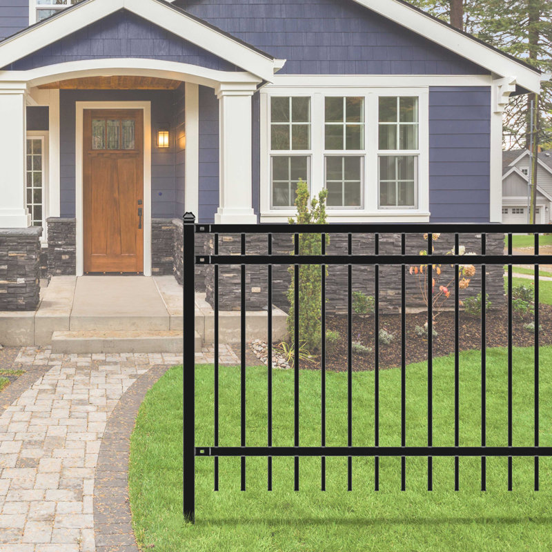 ALEKO 4 ft x 6 ft Black Painted Steel Fence Panel