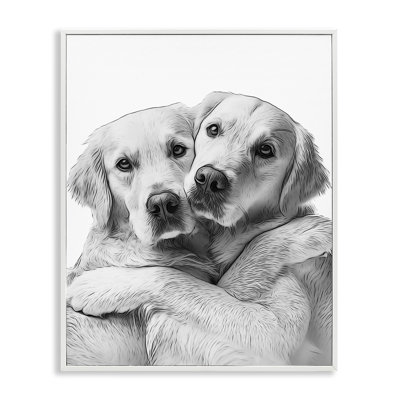 Two Hugging Dogs Framed Giclee Art by Annalisa Latella