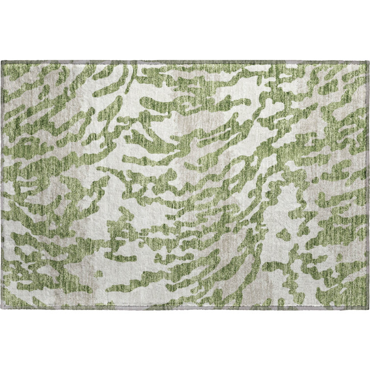 Premium Machine Washable Prisco Green Rug