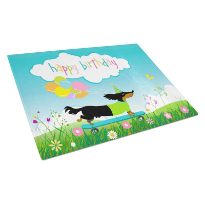 Caroline's Treasures Tempered Glass Happy Birthday Dachshund Cutting Board