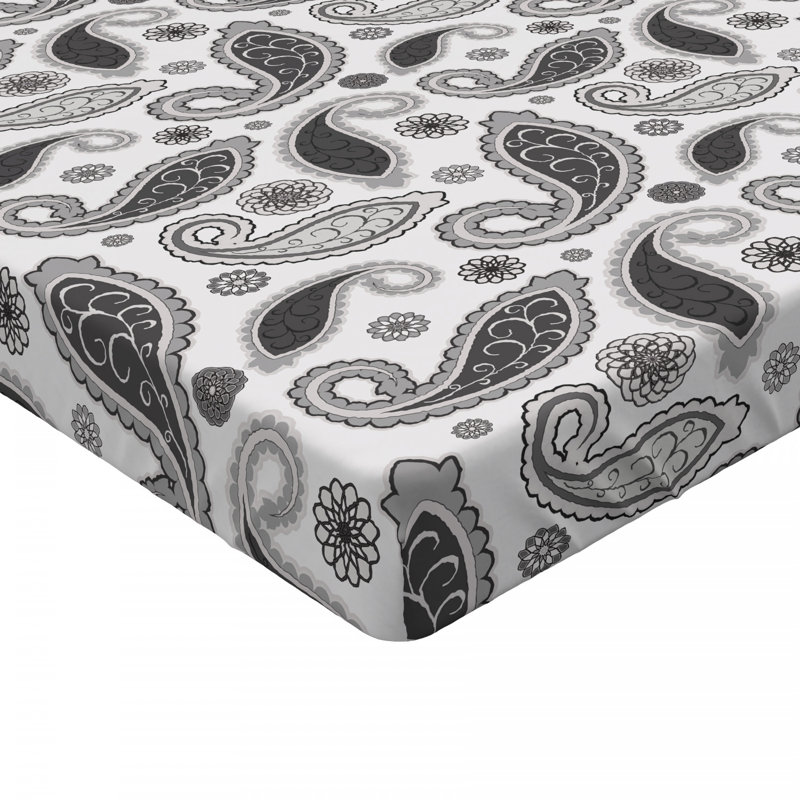 Microfiber Paisley Fitted Sheet, Full Fitted Sheet, Gray Paisley