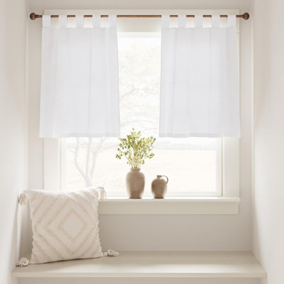 Linen Solid Kitchen Curtains Rod Pocket Tier Curtains