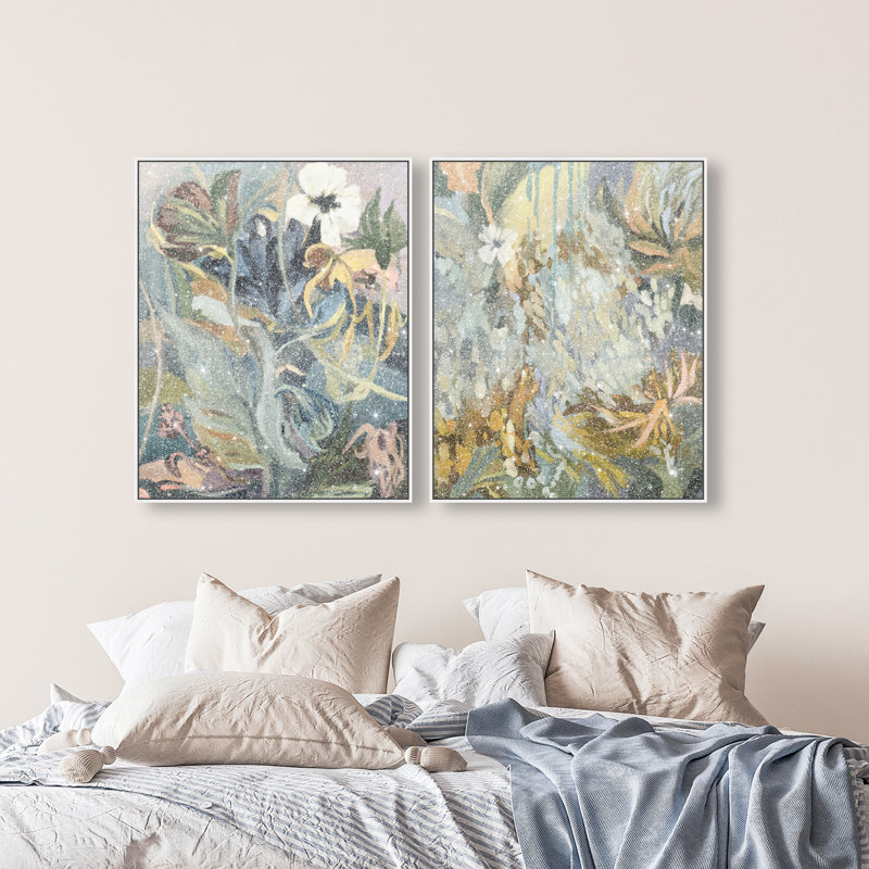 Moss Overlap Set Set by Oliver Gal, 42"H x 34"W, White Floater Frame