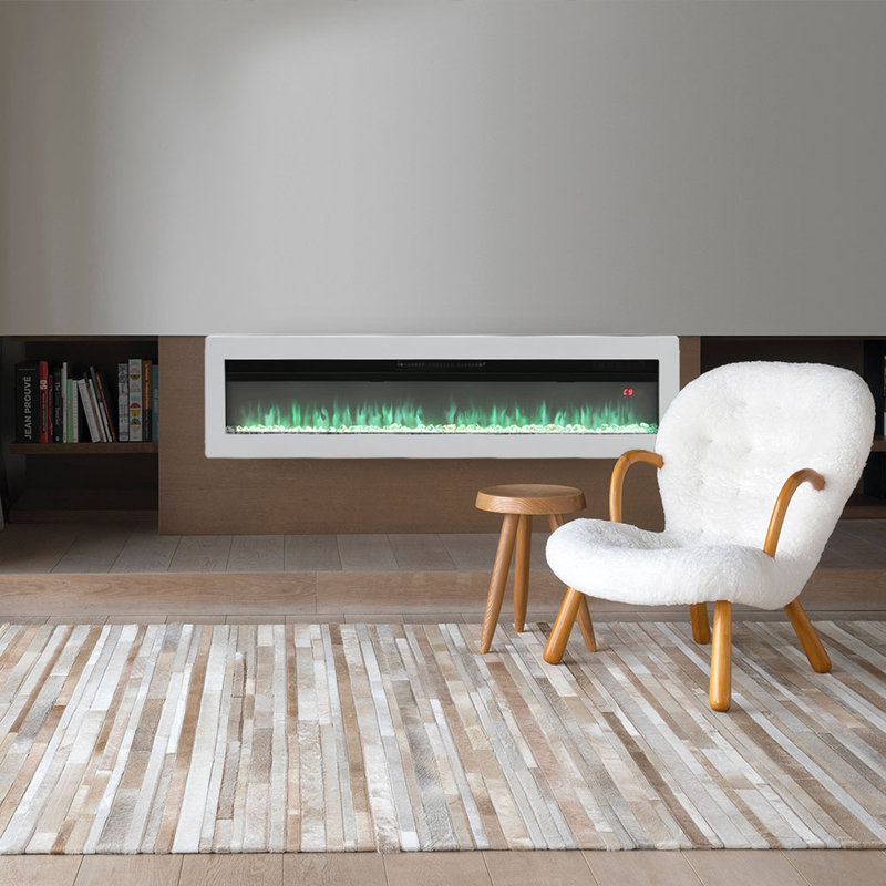 Wyndham Electric Fireplace with Adjustable Flames, Wall Mounted or Freestanding, 32.7cm H x 152.4cm W x 14.6cm D, White